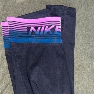 Nike Pro Leggings with Pink and Blue Stripes